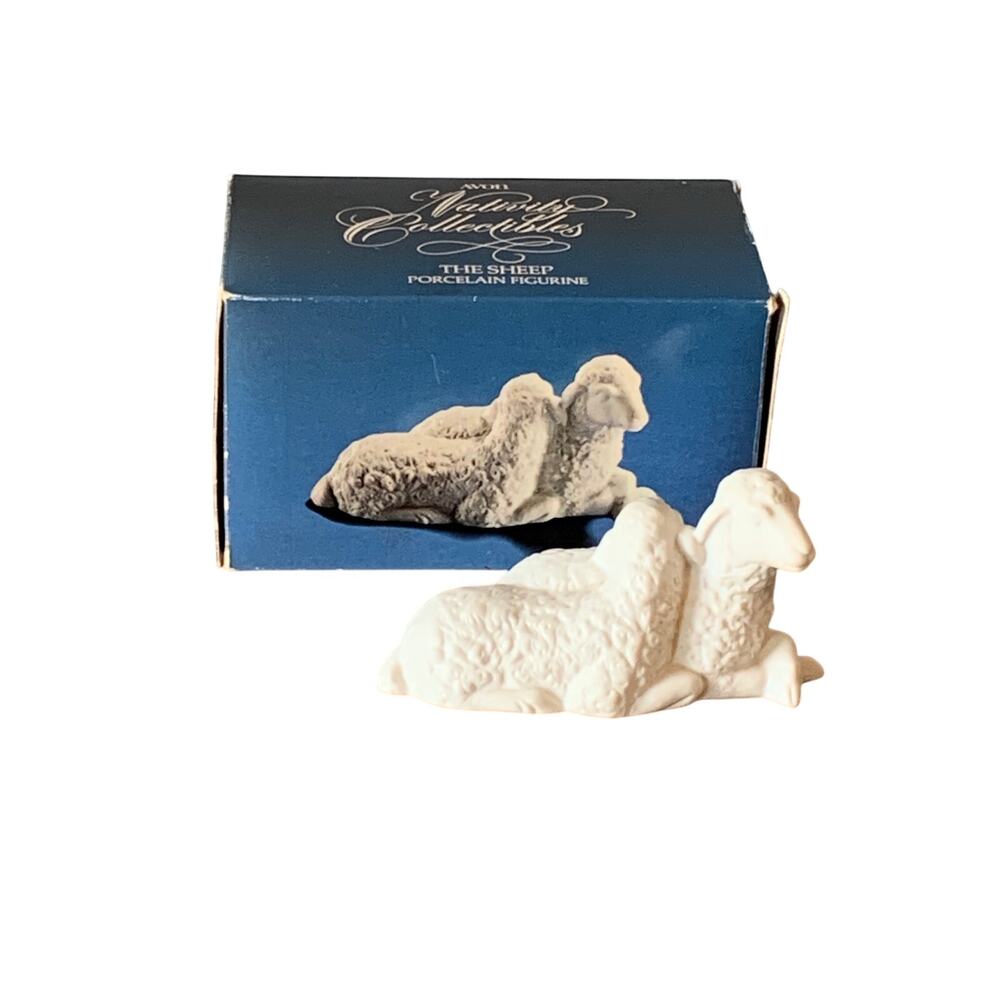Avon Nativity Collectibles Vintage 1983 The Sheep White Porcelain